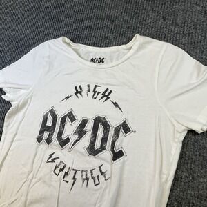 Womens AC DC Band Tee L White EUC